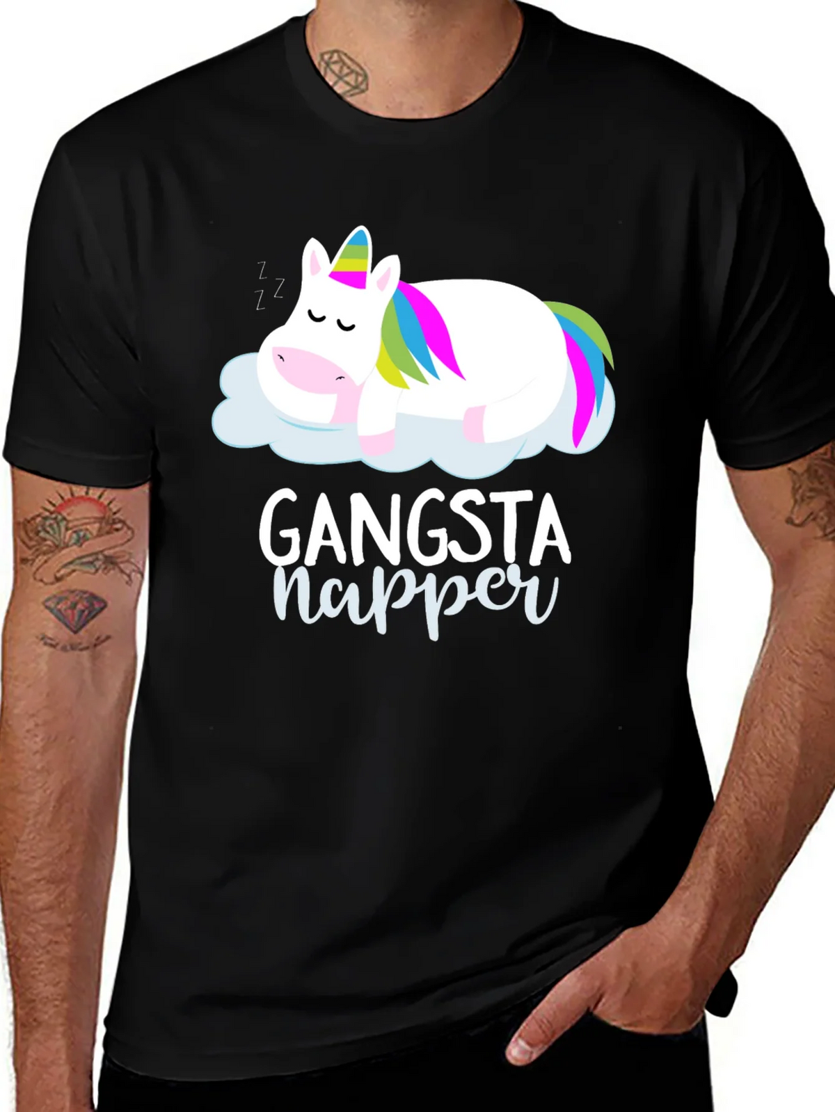 Gangsta Napper Unicorn Graphic T-Shirt product image 1