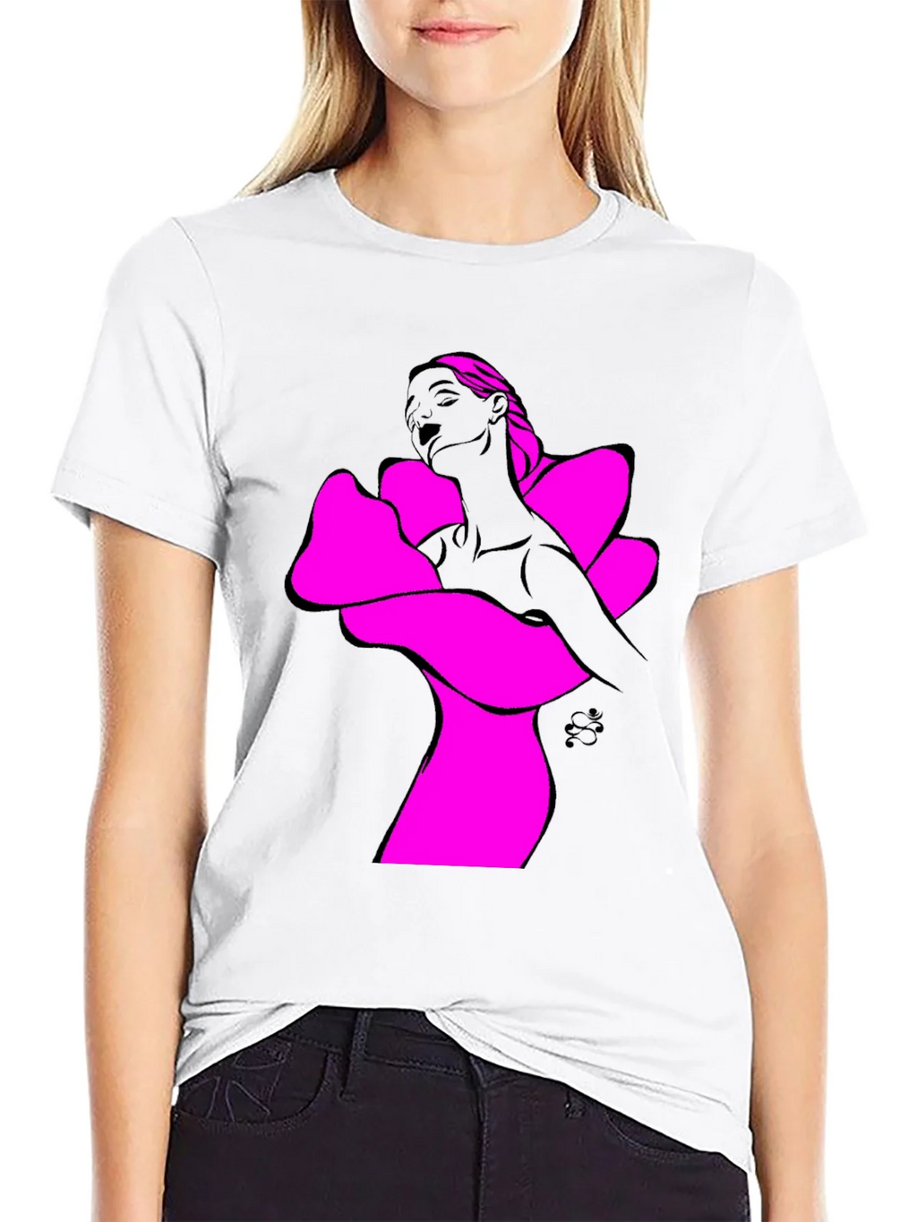 Abstract Woman Graphic Tee - Bold Black Shirt product image 8