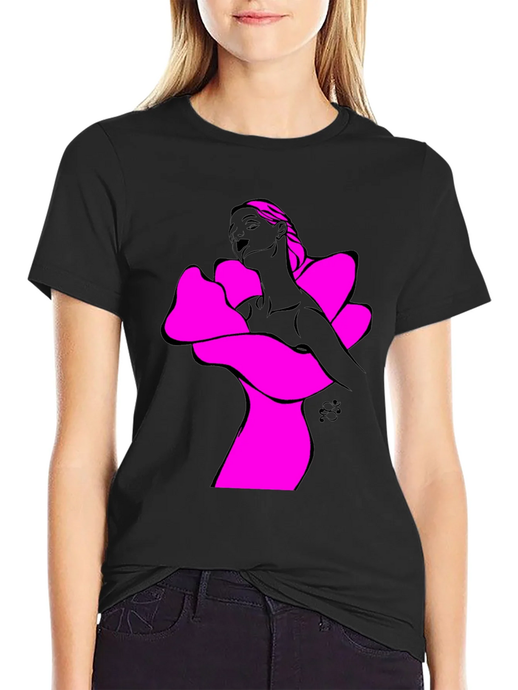 Abstract Woman Graphic Tee - Bold Black Shirt product image 2