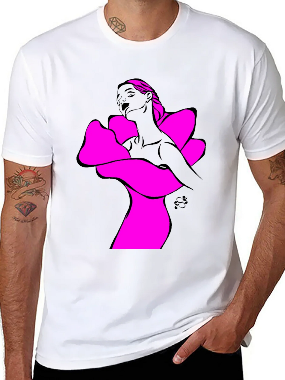 Abstract Woman Graphic Tee - Bold Black Shirt product image 7