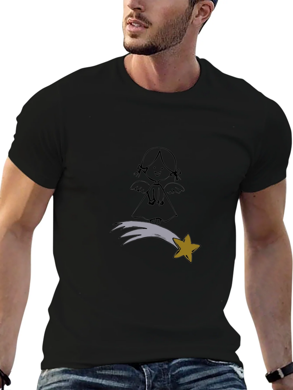 Angel & Star Graphic Black T-Shirt product image 6