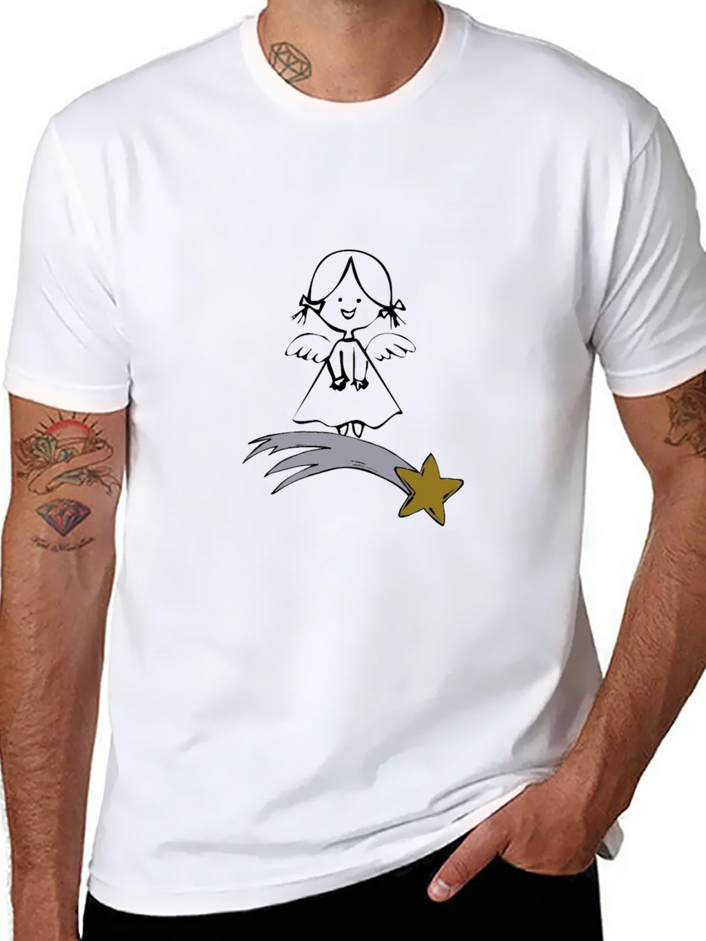 Angel & Star Graphic Black T-Shirt product image 7
