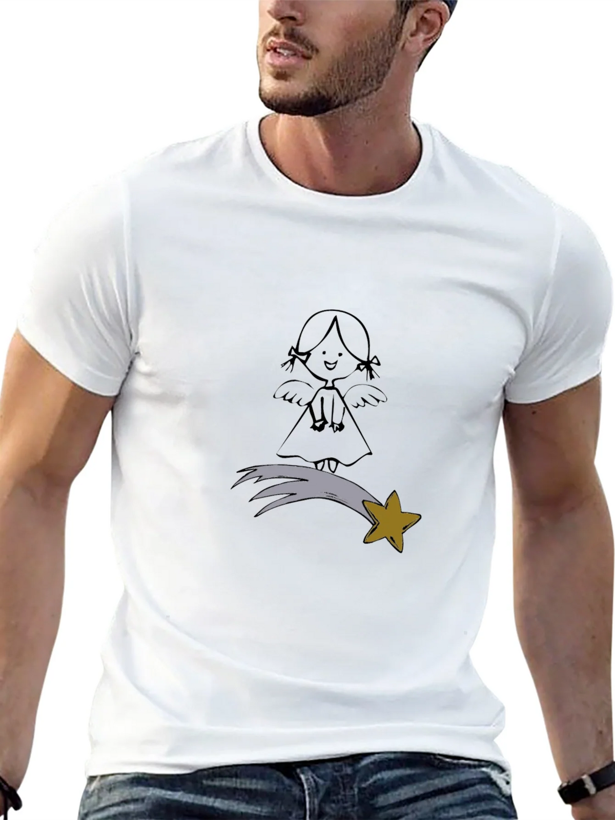 Angel & Star Graphic Black T-Shirt product image 12
