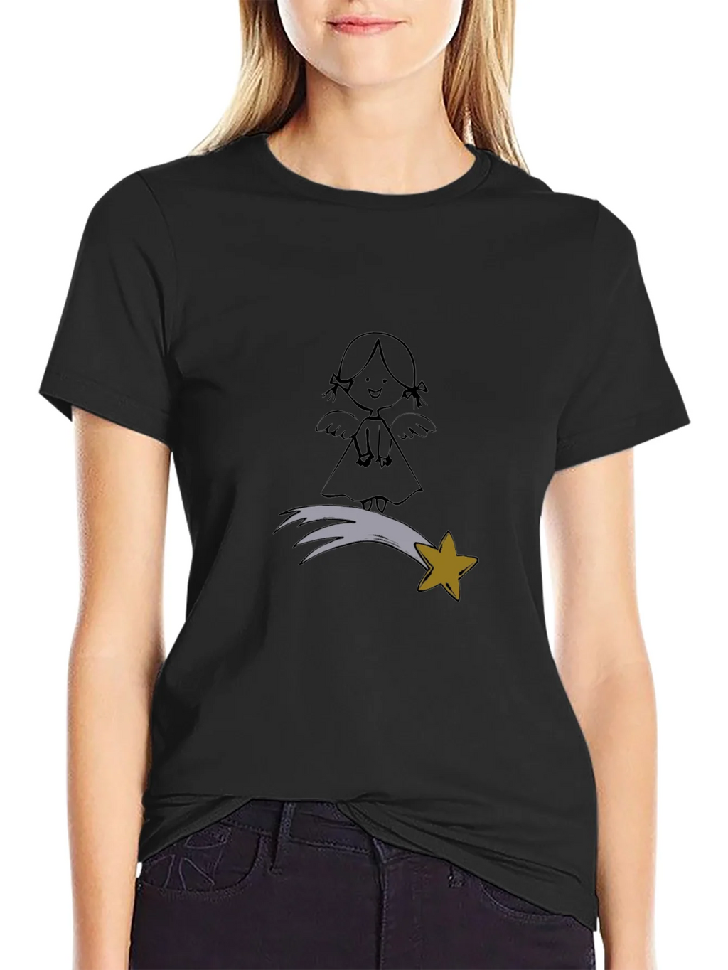 Angel & Star Graphic Black T-Shirt product image 2