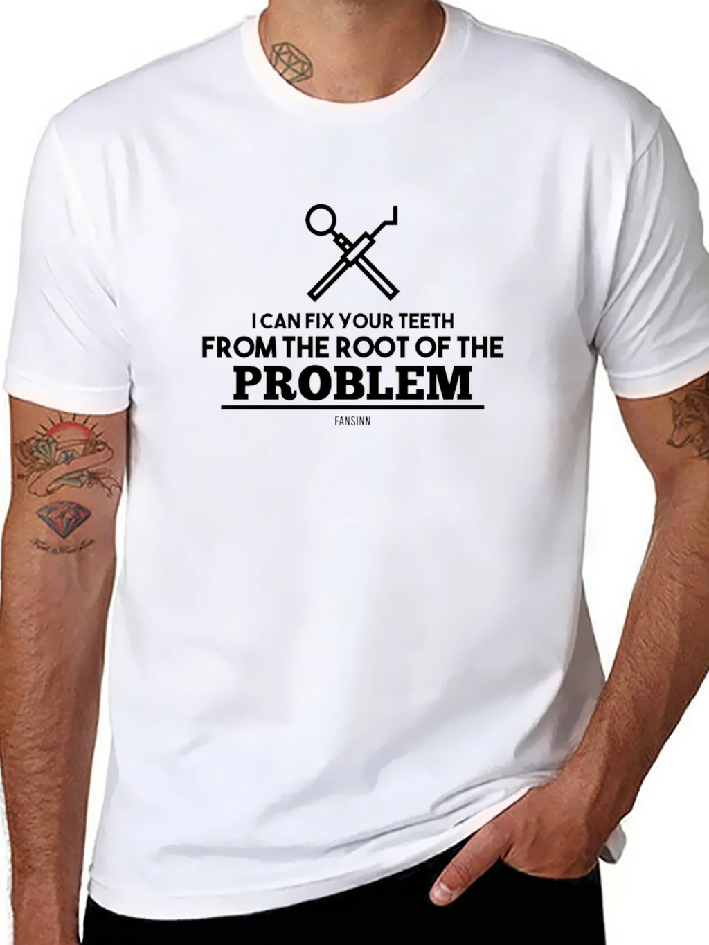 Dentist Humor Black T-Shirt - Root of the Problem product image 2