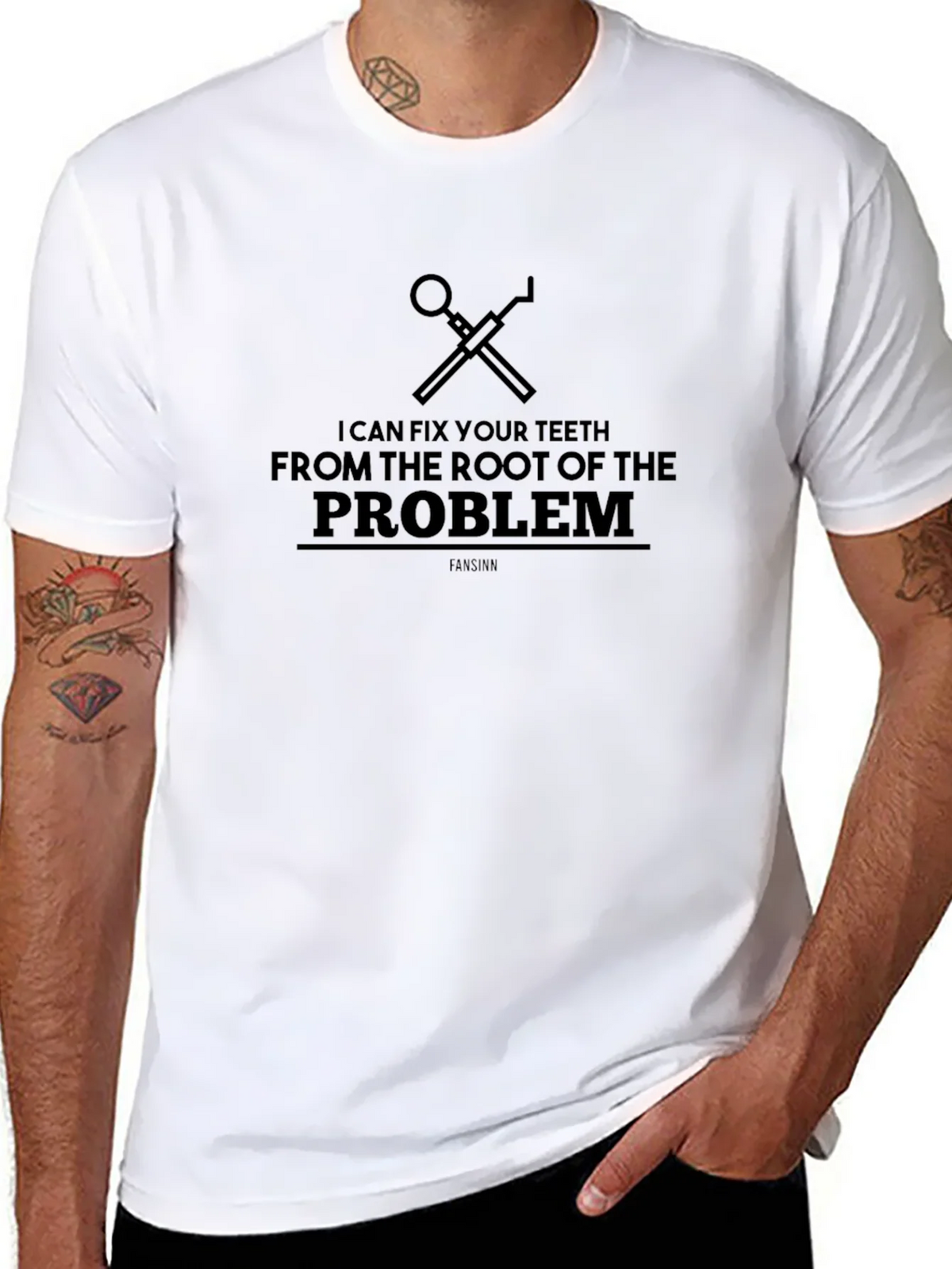 Dentist Humor Black T-Shirt - Root of the Problem product image 2