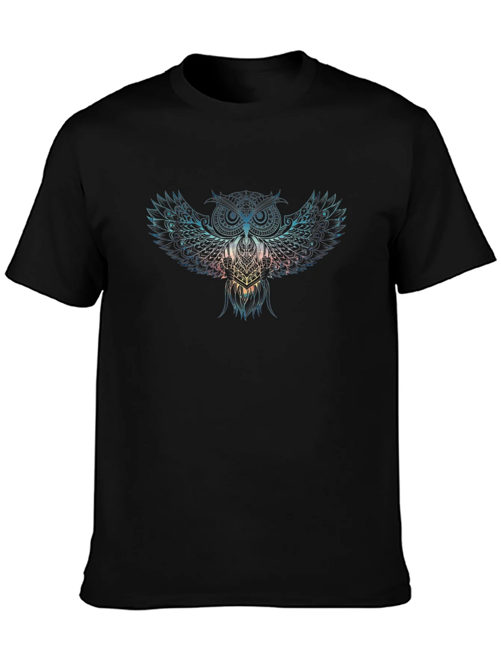 Mens Black Owl Graphic Print T-Shirt product image 3