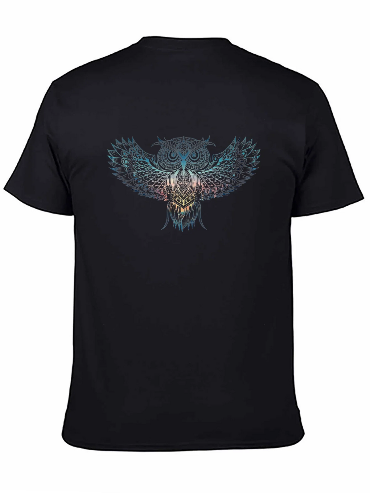 Mens Black Owl Graphic Print T-Shirt product image 4