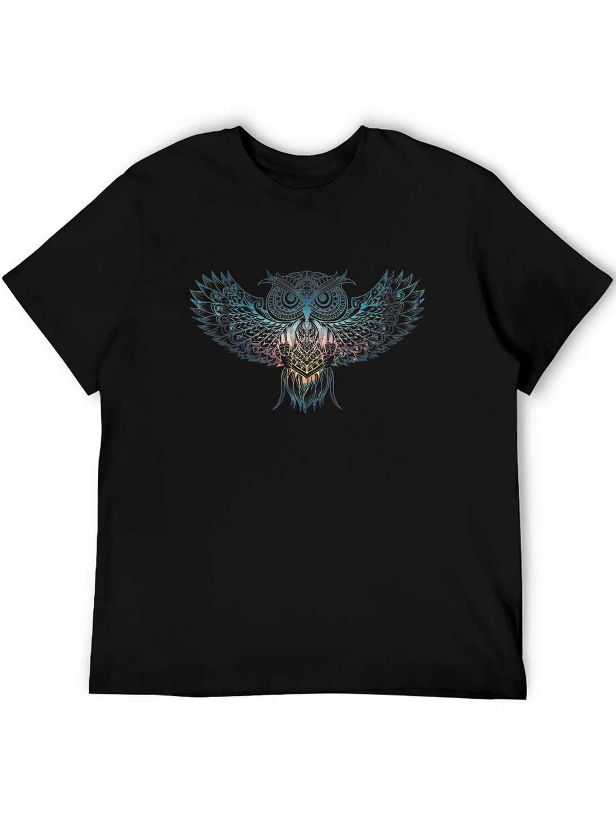 Mens Black Owl Graphic Print T-Shirt product image 5