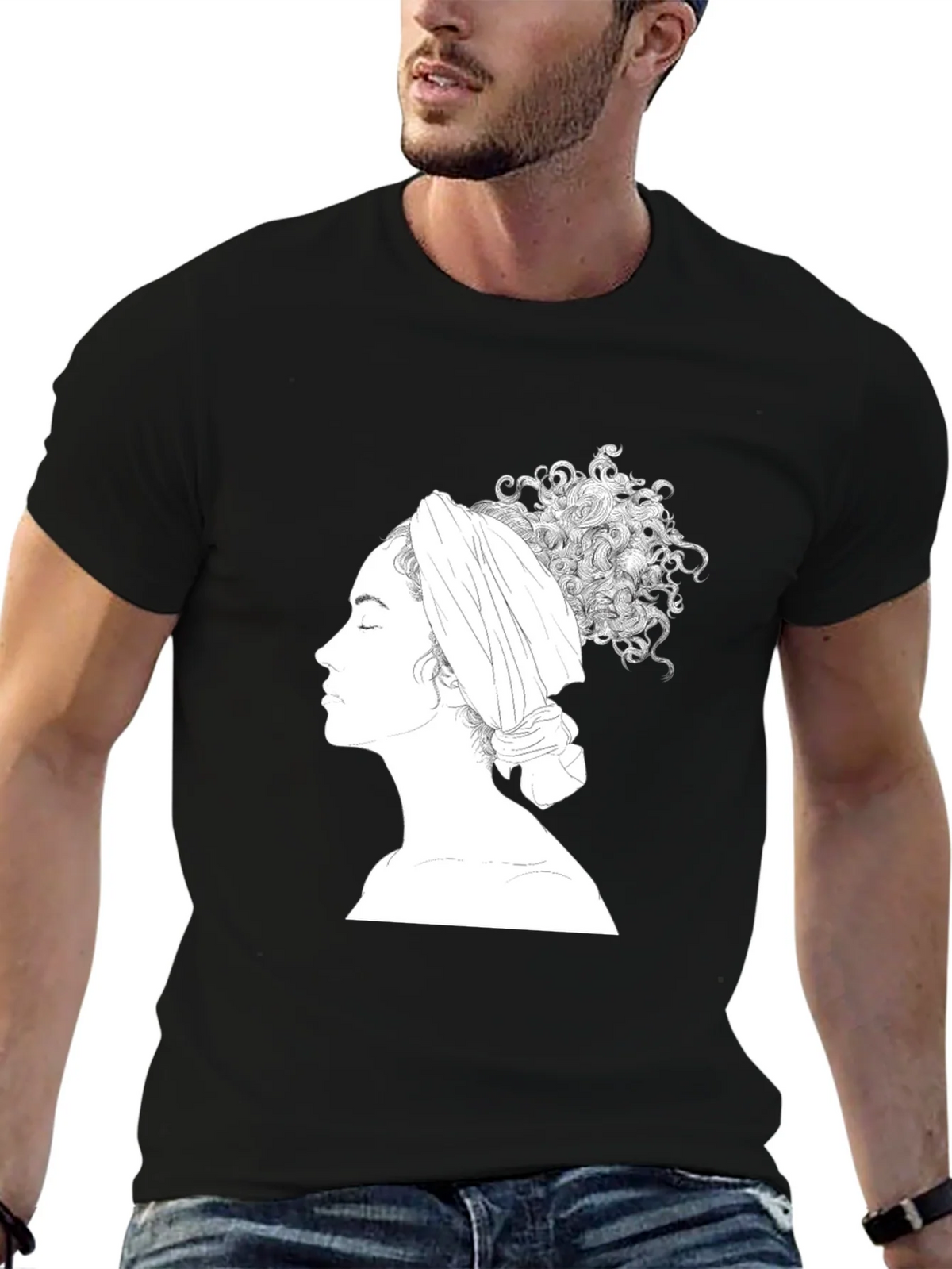 Elegant Woman Graphic Tee - Artistic Black T-Shirt product image 6