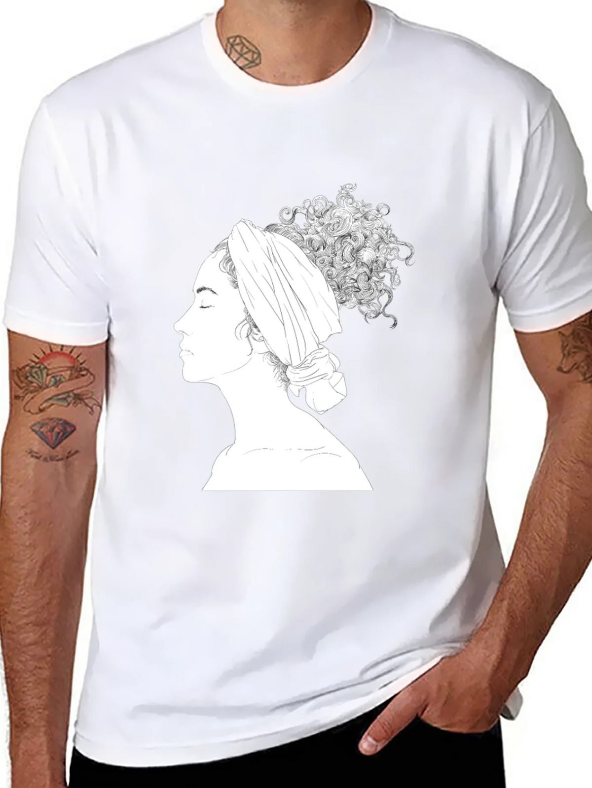 Elegant Woman Graphic Tee - Artistic Black T-Shirt product image 7