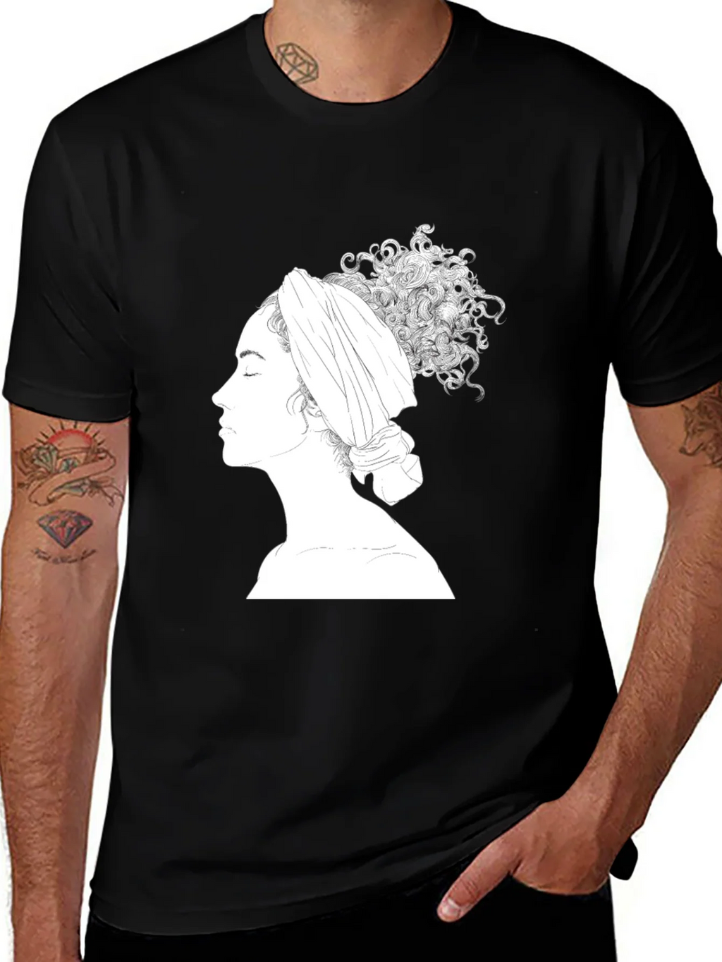 Elegant Woman Graphic Tee - Artistic Black T-Shirt product image 1