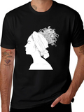 Elegant Woman Graphic Tee - Artistic Black T-Shirt product image 1