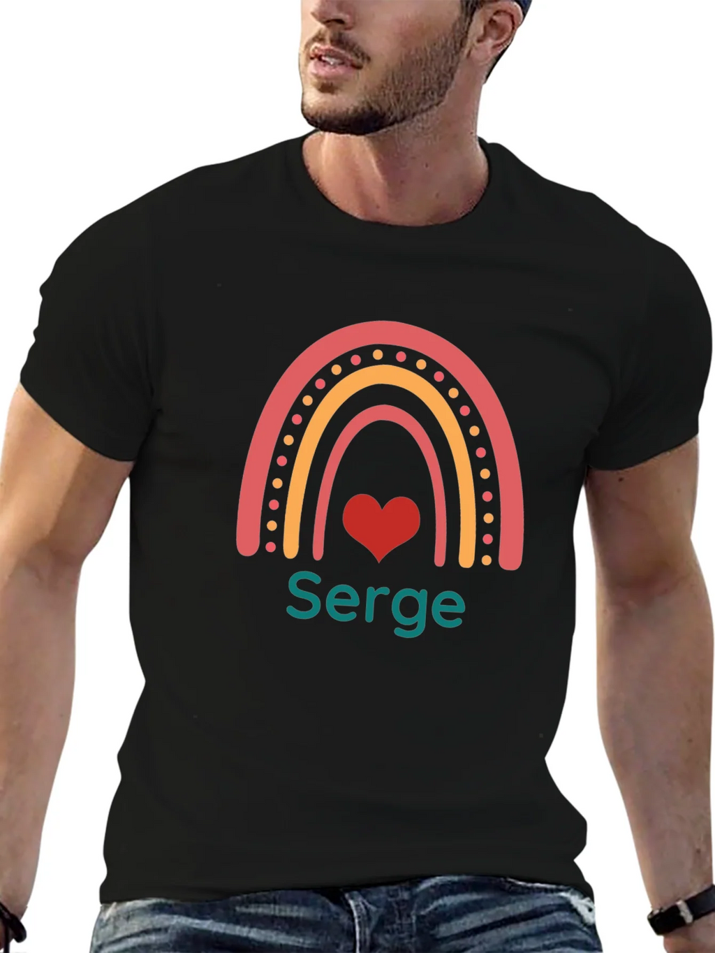 Rainbow Heart Serge T-Shirt - Custom Name Tee product image 6