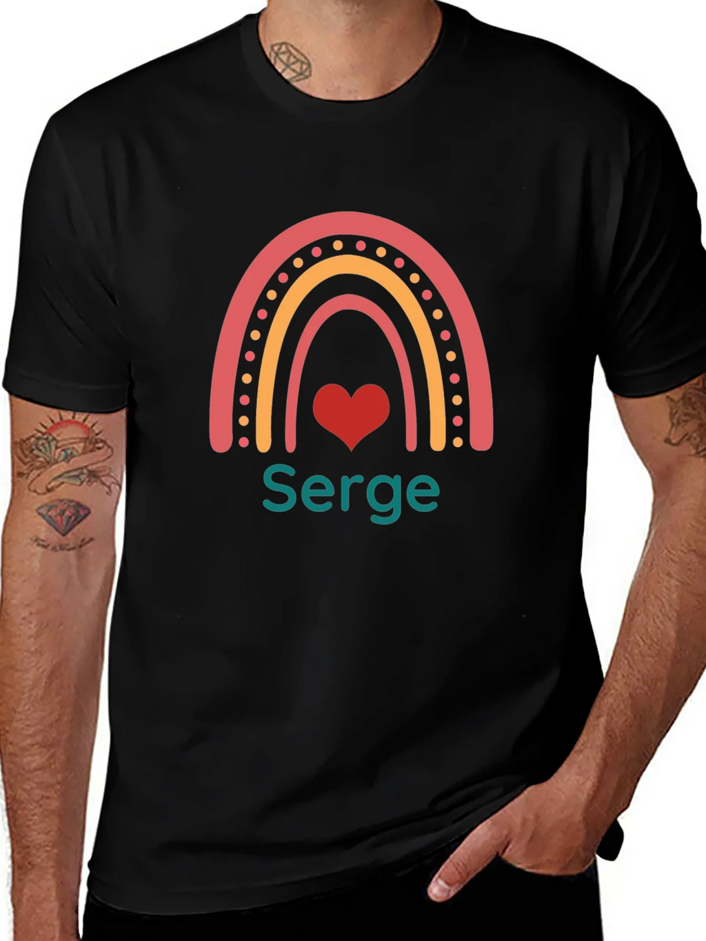 Rainbow Heart Serge T-Shirt - Custom Name Tee product image 1