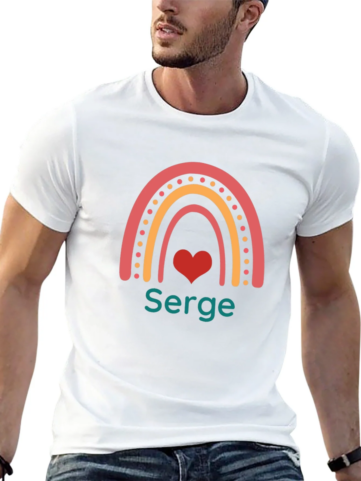 Rainbow Heart Serge T-Shirt - Custom Name Tee product image 12