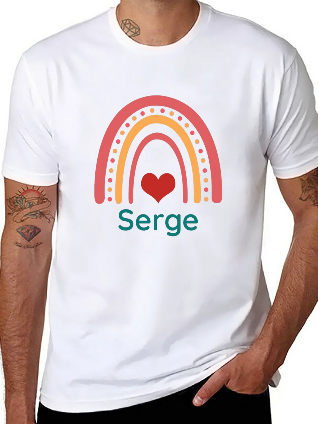 Rainbow Heart Serge T-Shirt - Custom Name Tee product image 7
