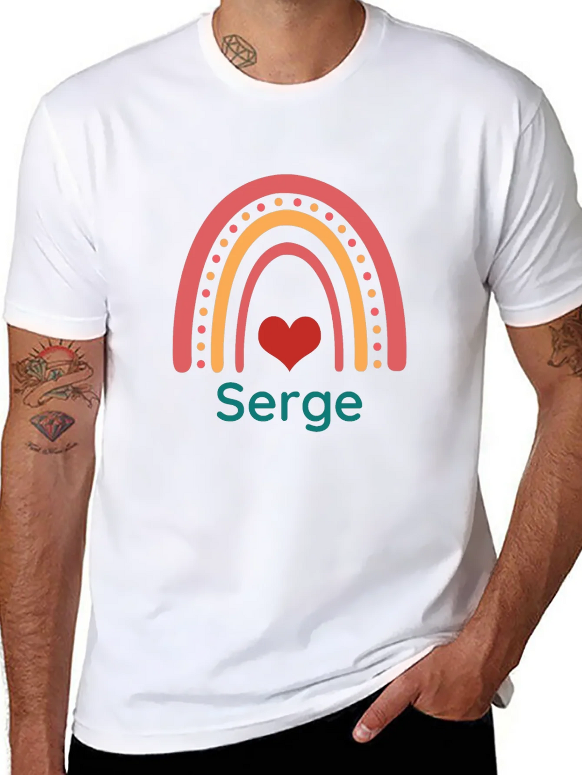 Rainbow Heart Serge T-Shirt - Custom Name Tee product image 7