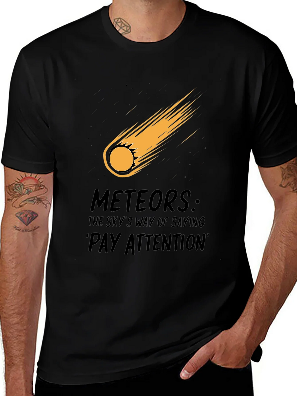 Meteor Strike Black T-Shirt - Pay Attention! product image 1