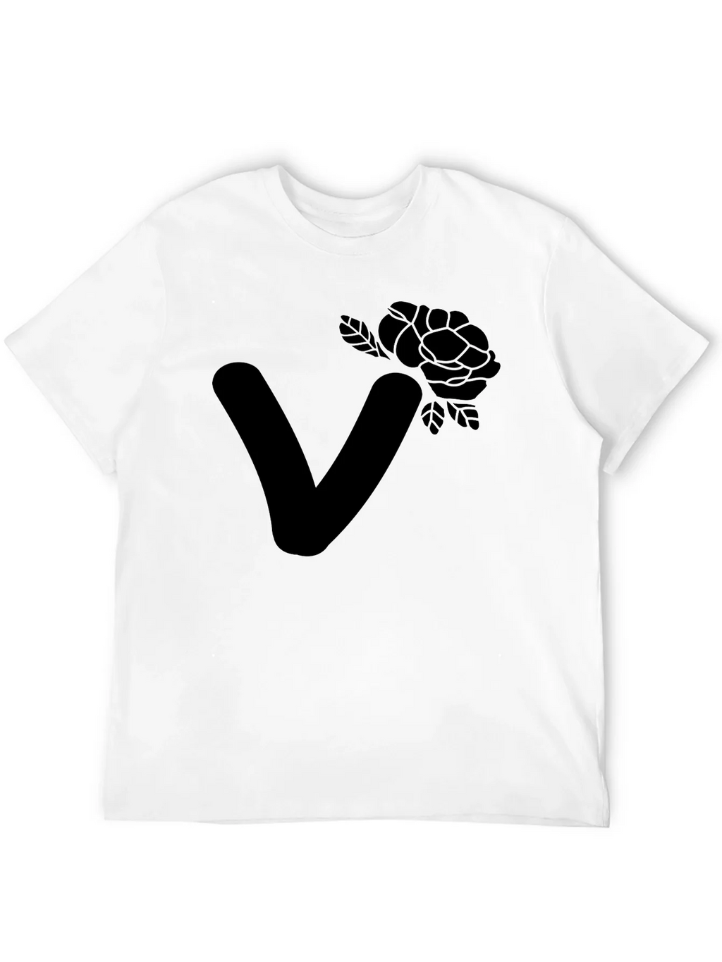 Stylish Black T-Shirt with Floral Letter V Design product image 11