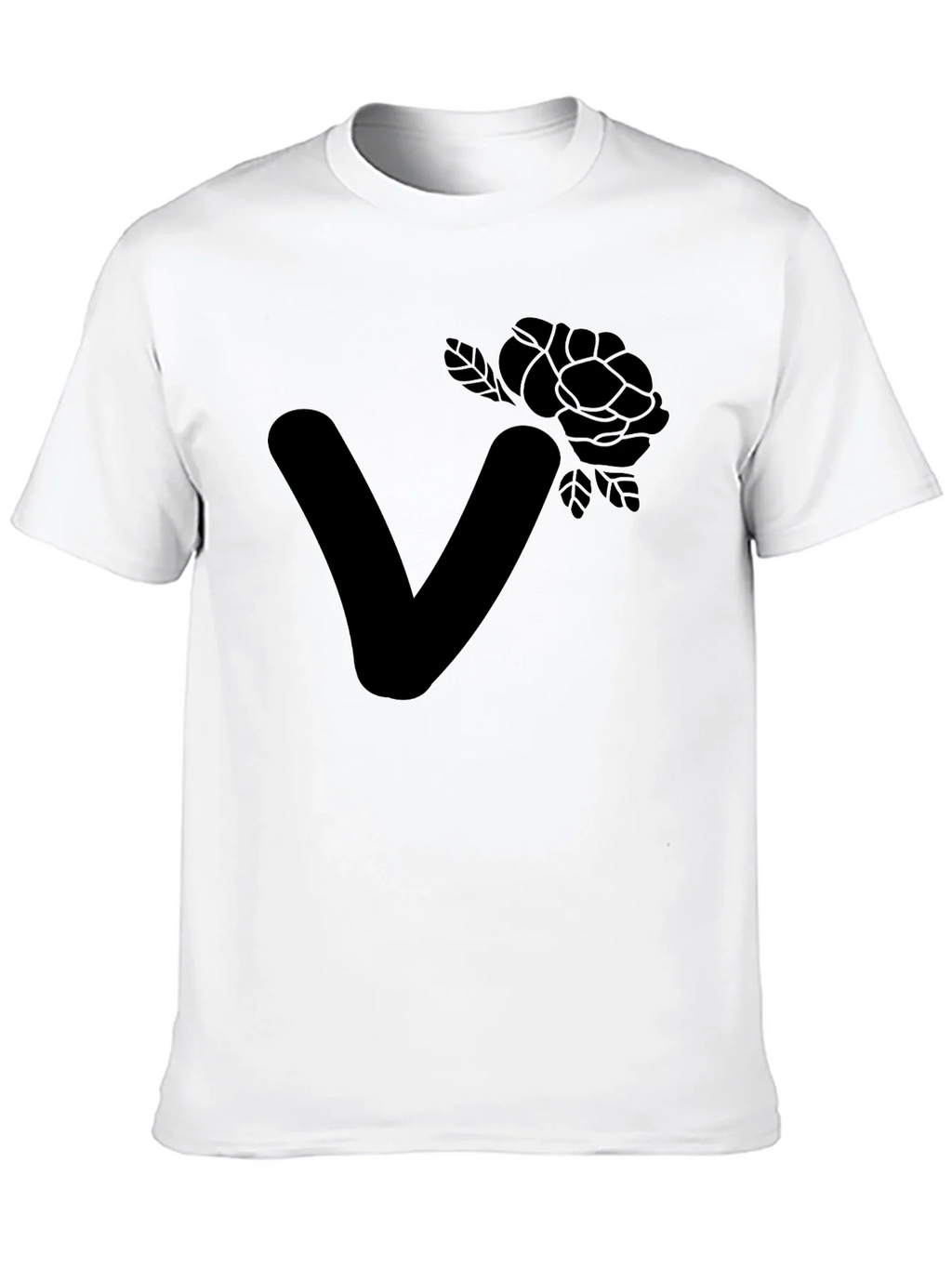 Stylish Black T-Shirt with Floral Letter V Design product image 9