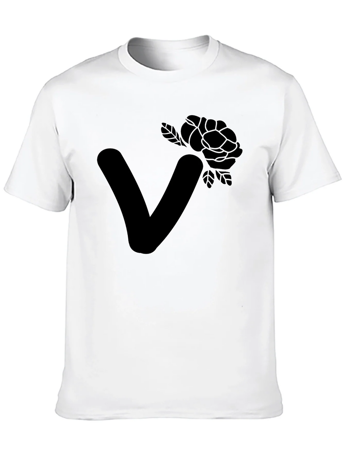 Stylish Black T-Shirt with Floral Letter V Design product image 9