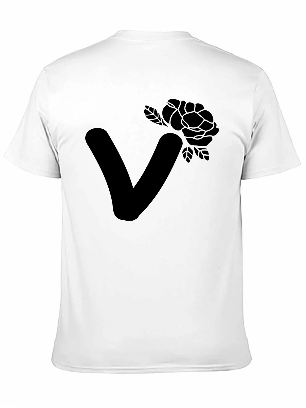 Stylish Black T-Shirt with Floral Letter V Design product image 10