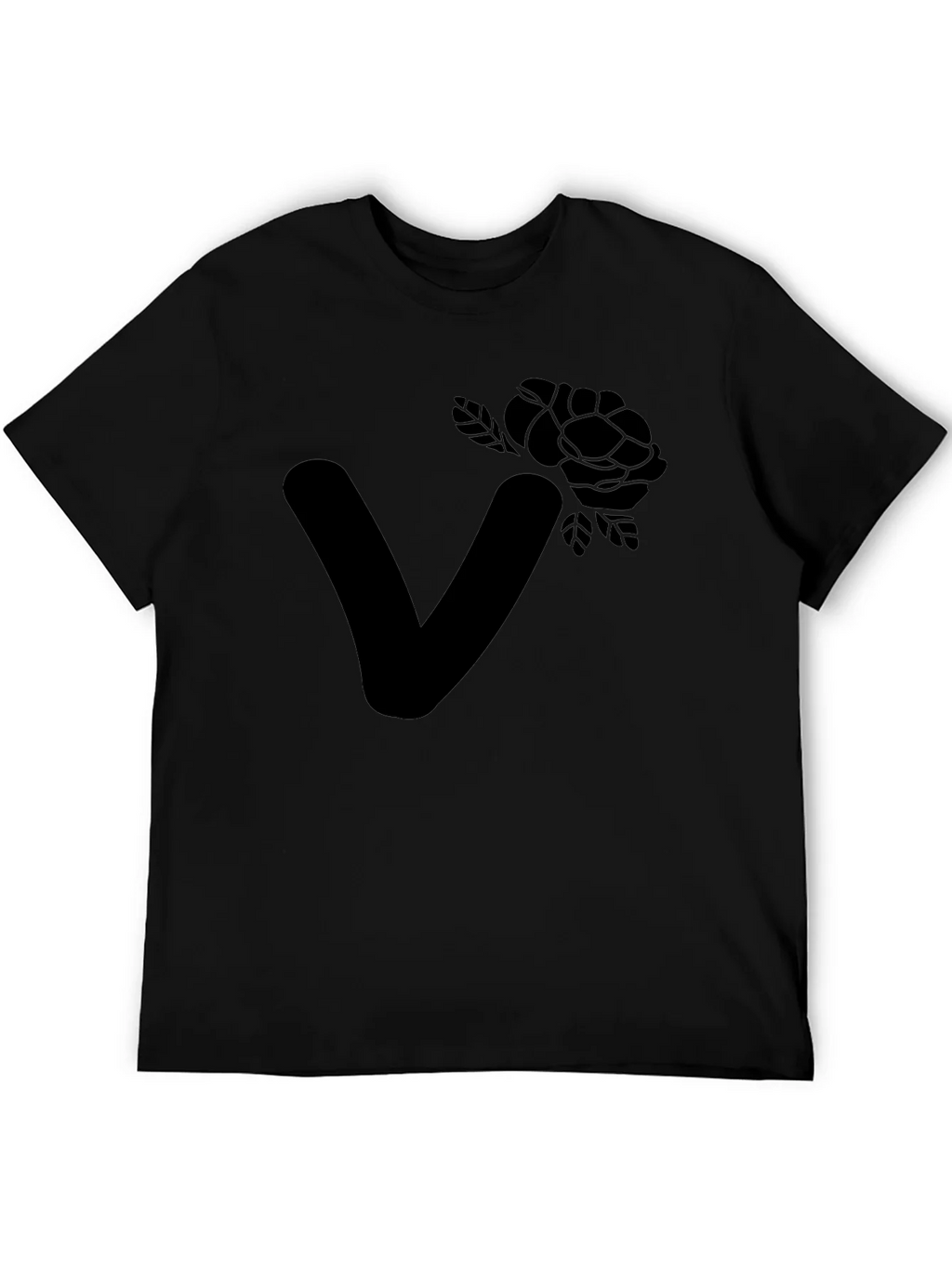 Stylish Black T-Shirt with Floral Letter V Design product image 5
