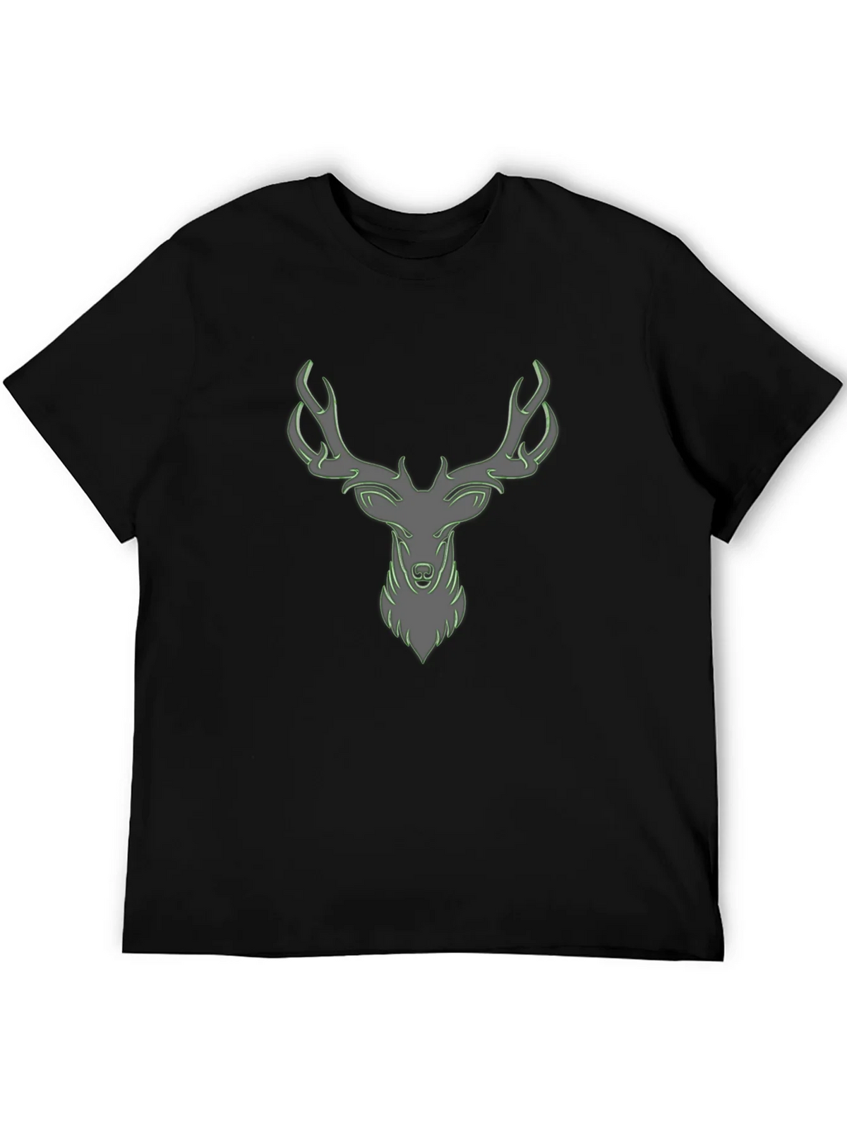 Cool Deer Head Graphic Print Black T-Shirt product image 5