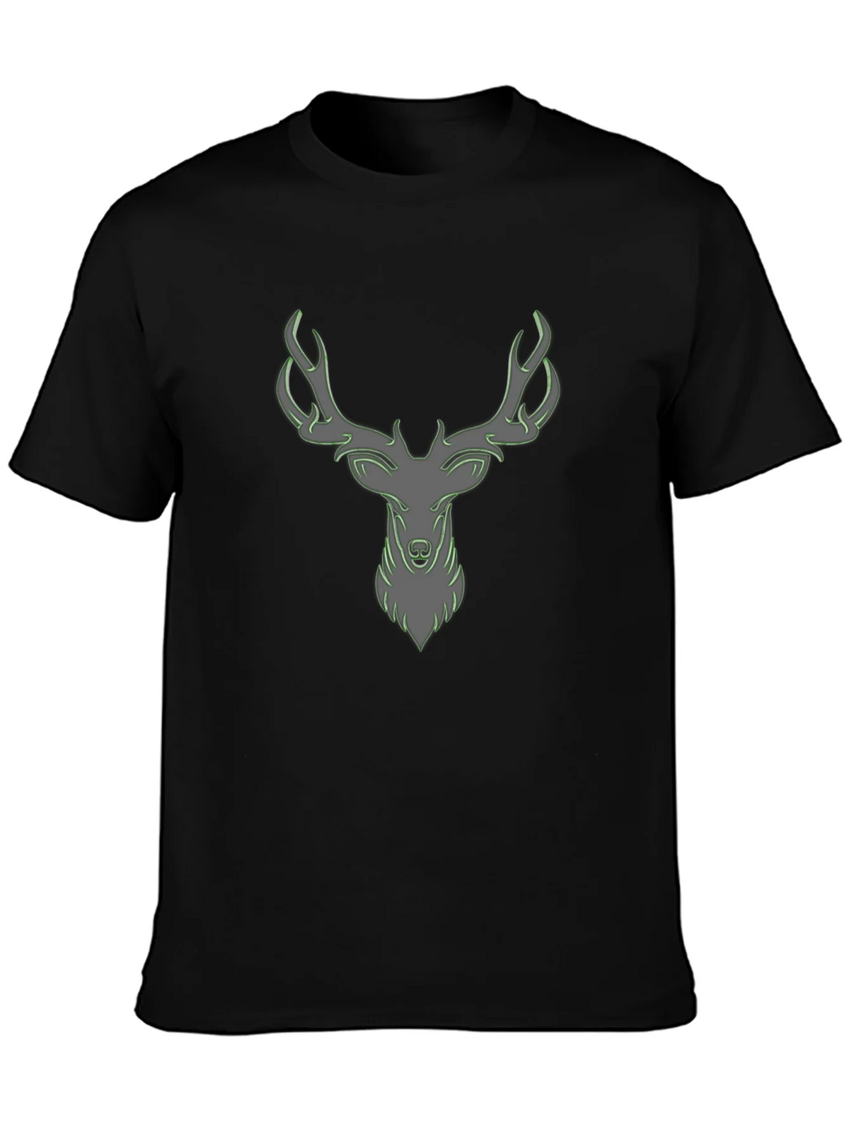 Cool Deer Head Graphic Print Black T-Shirt product image 3