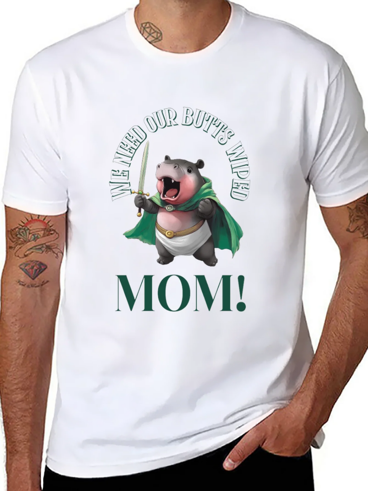 Funny Hippo We Need Our Butts Wiped Mom! T-Shirt product image 7