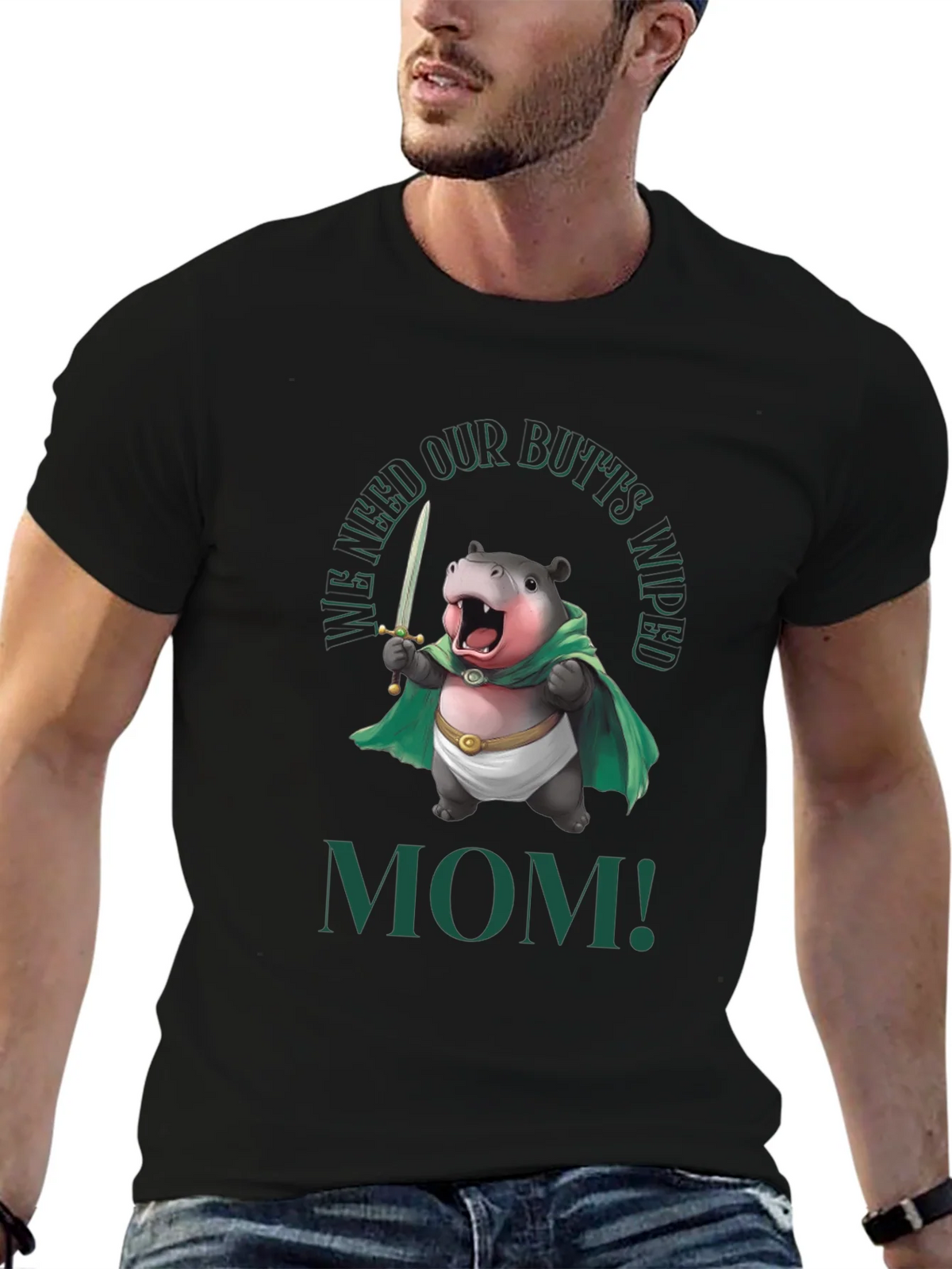Funny Hippo We Need Our Butts Wiped Mom! T-Shirt product image 6