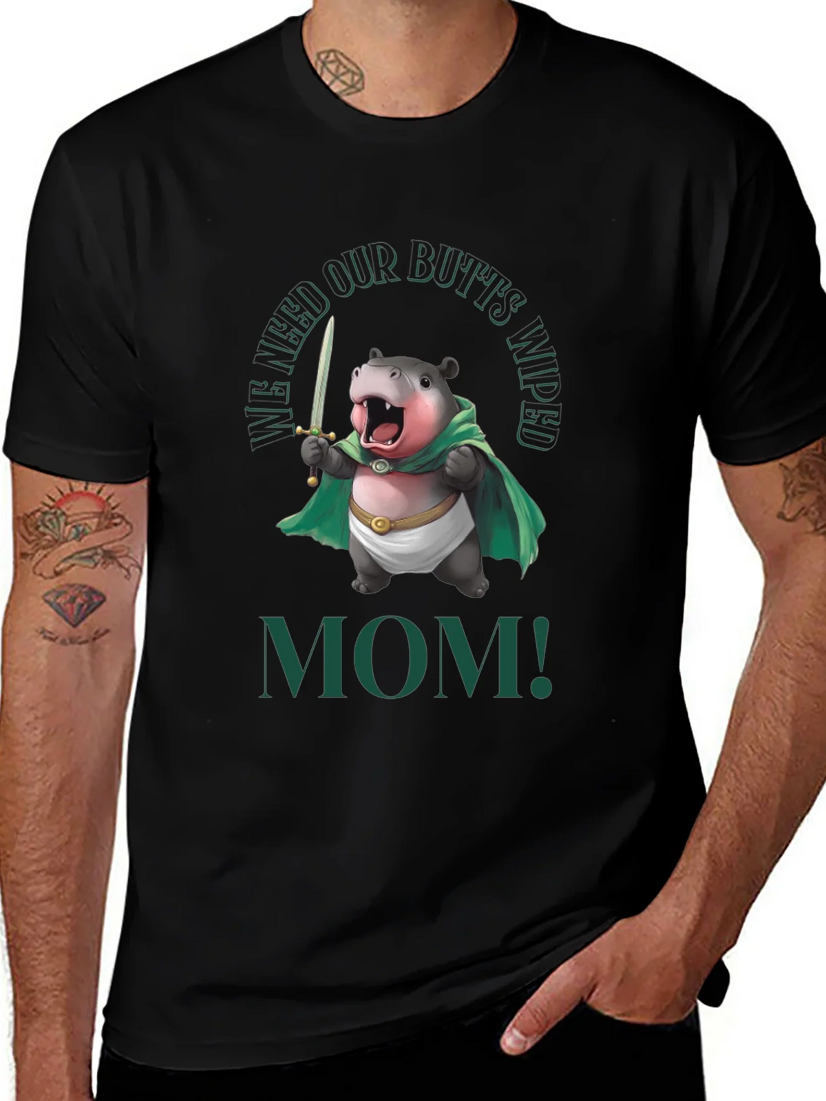 Funny Hippo We Need Our Butts Wiped Mom! T-Shirt product image 1