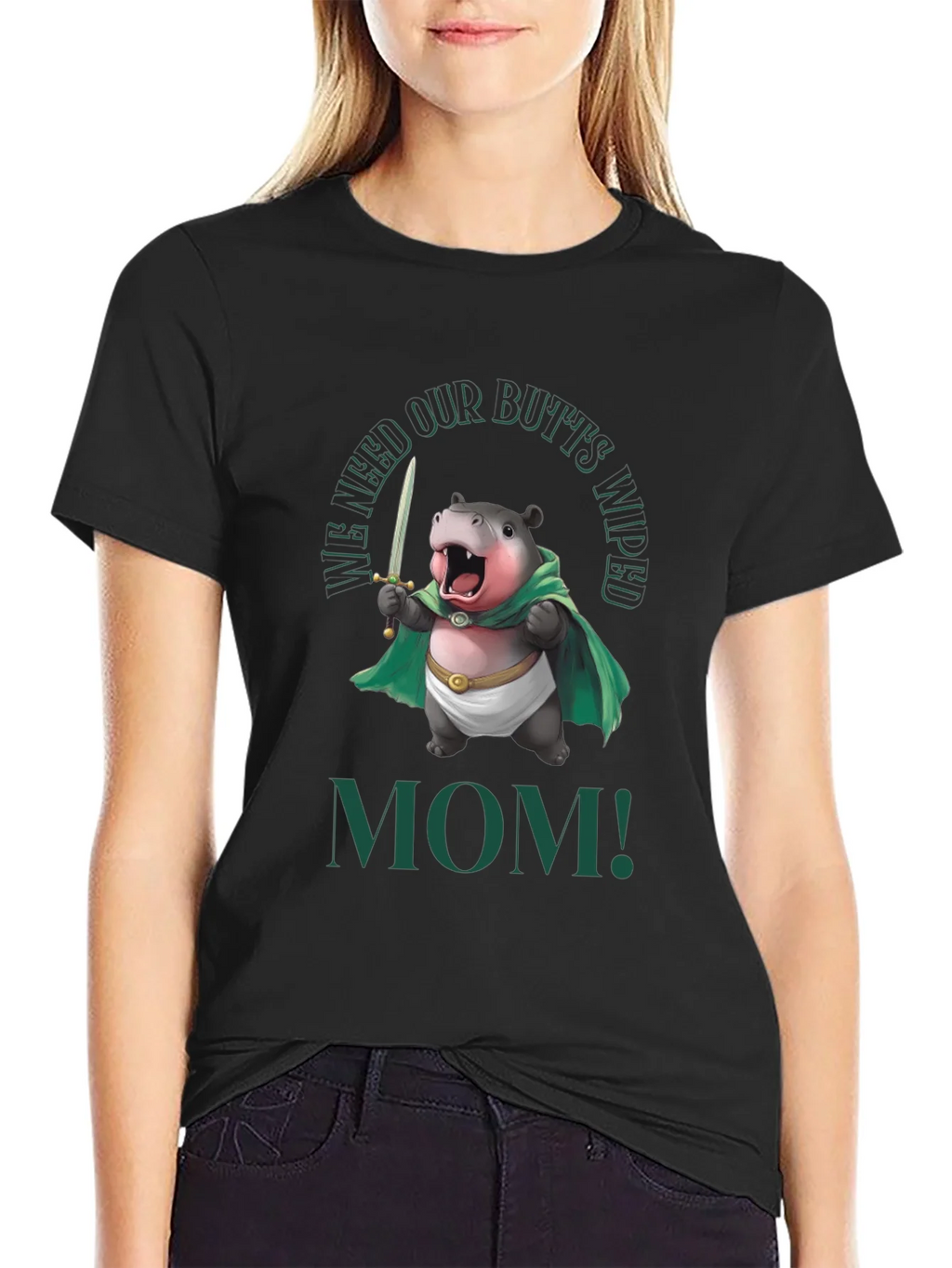 Funny Hippo We Need Our Butts Wiped Mom! T-Shirt product image 2