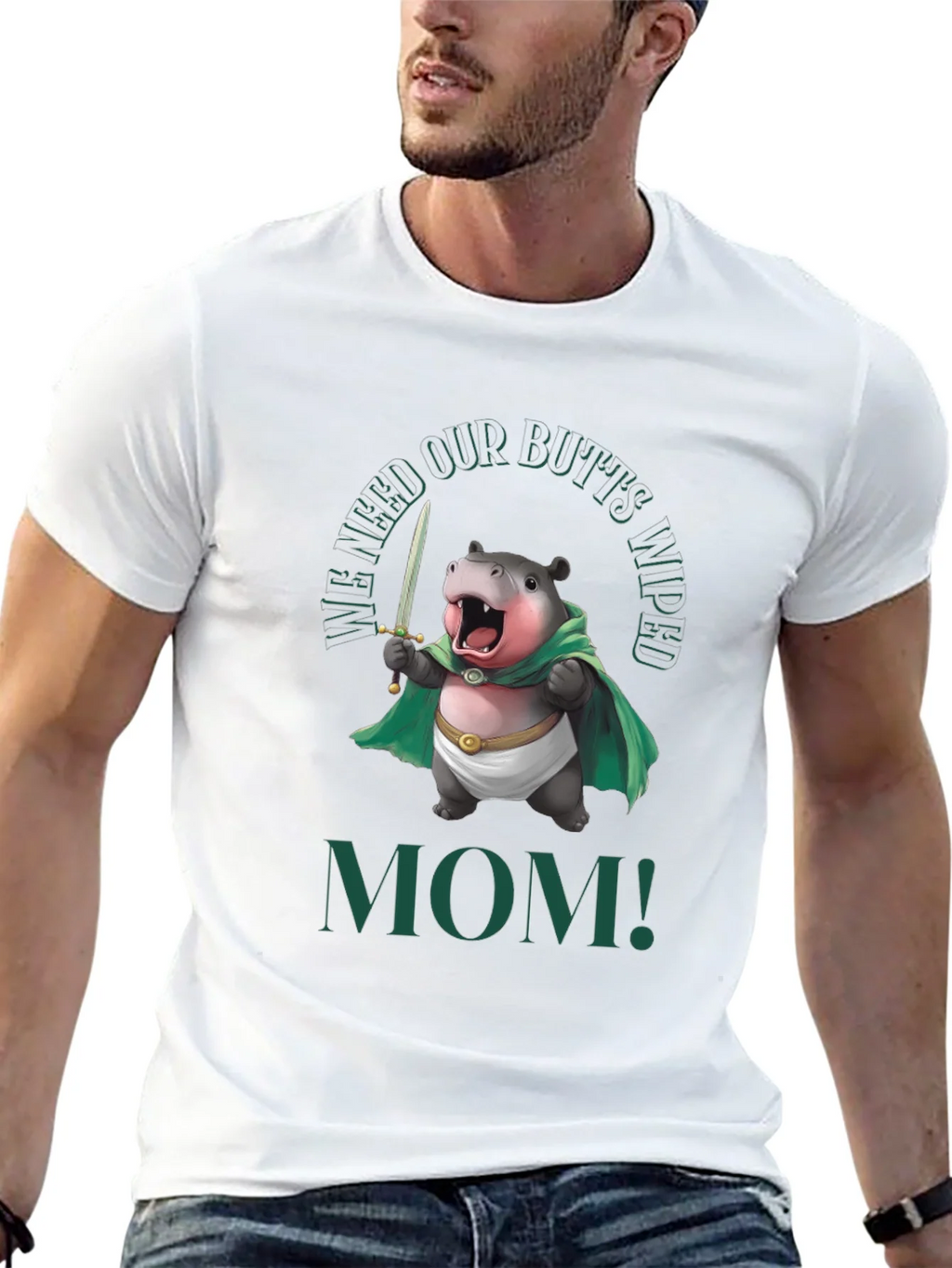 Funny Hippo We Need Our Butts Wiped Mom! T-Shirt product image 12