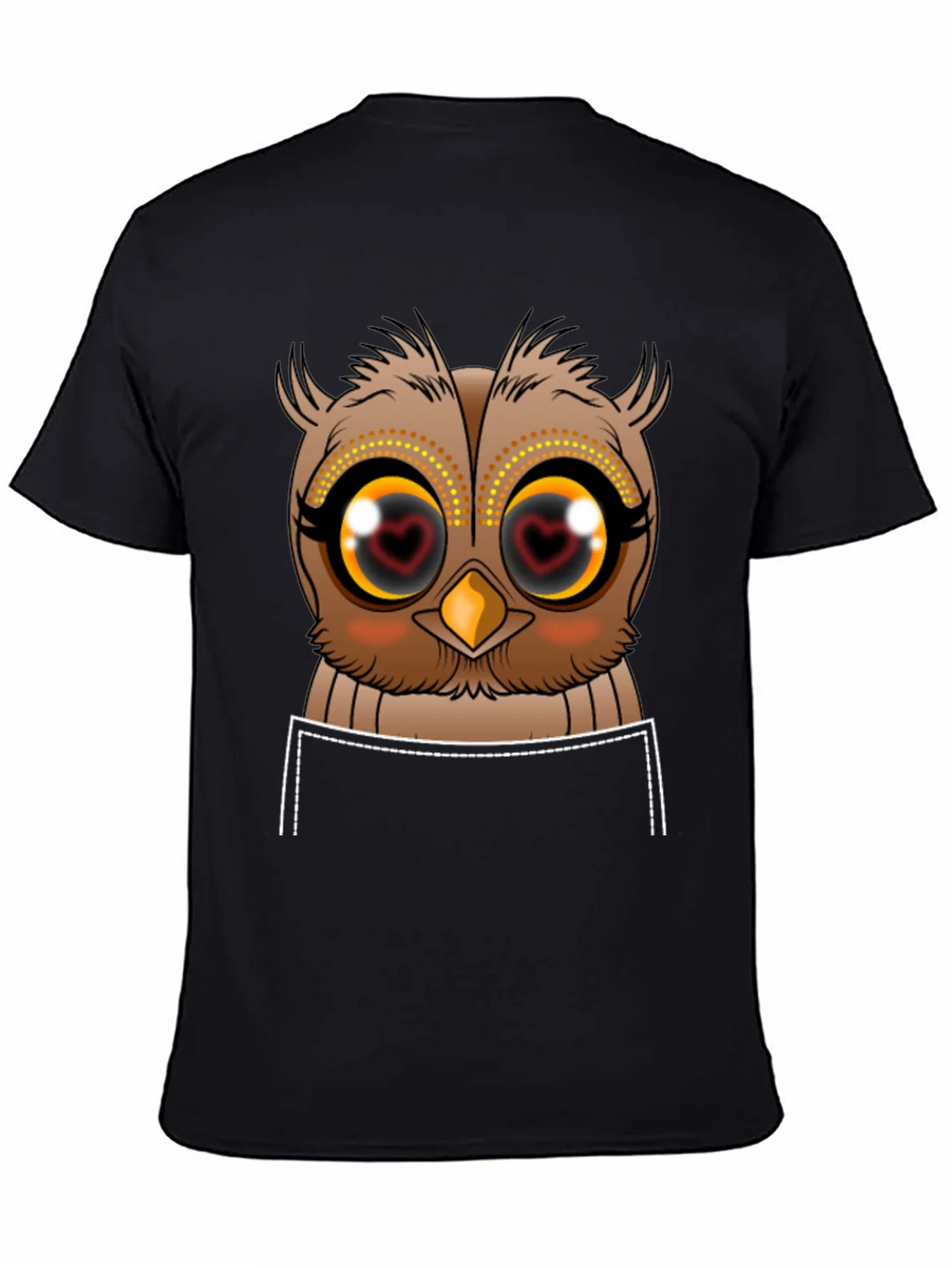Owl Heart Eyes Graphic Tee - Black Cotton T-Shirt product image 3