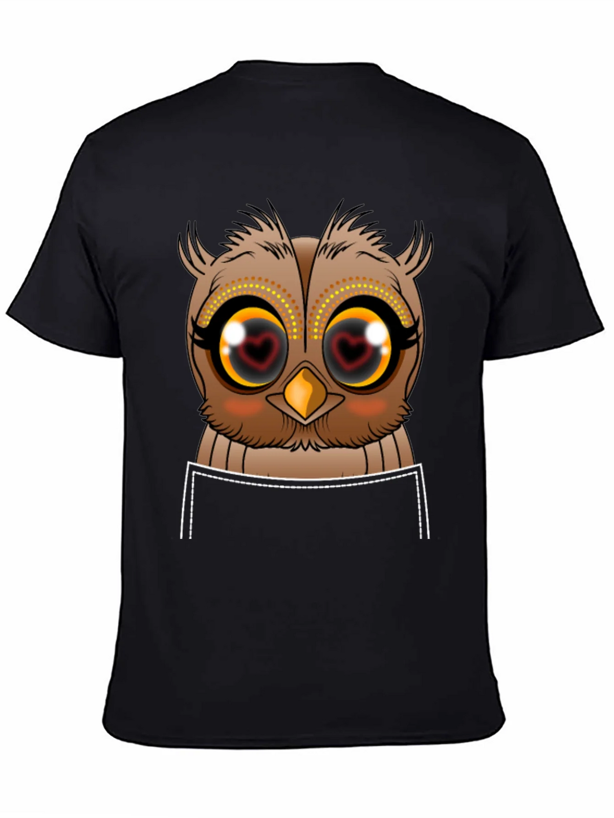 Owl Heart Eyes Graphic Tee - Black Cotton T-Shirt product image 3
