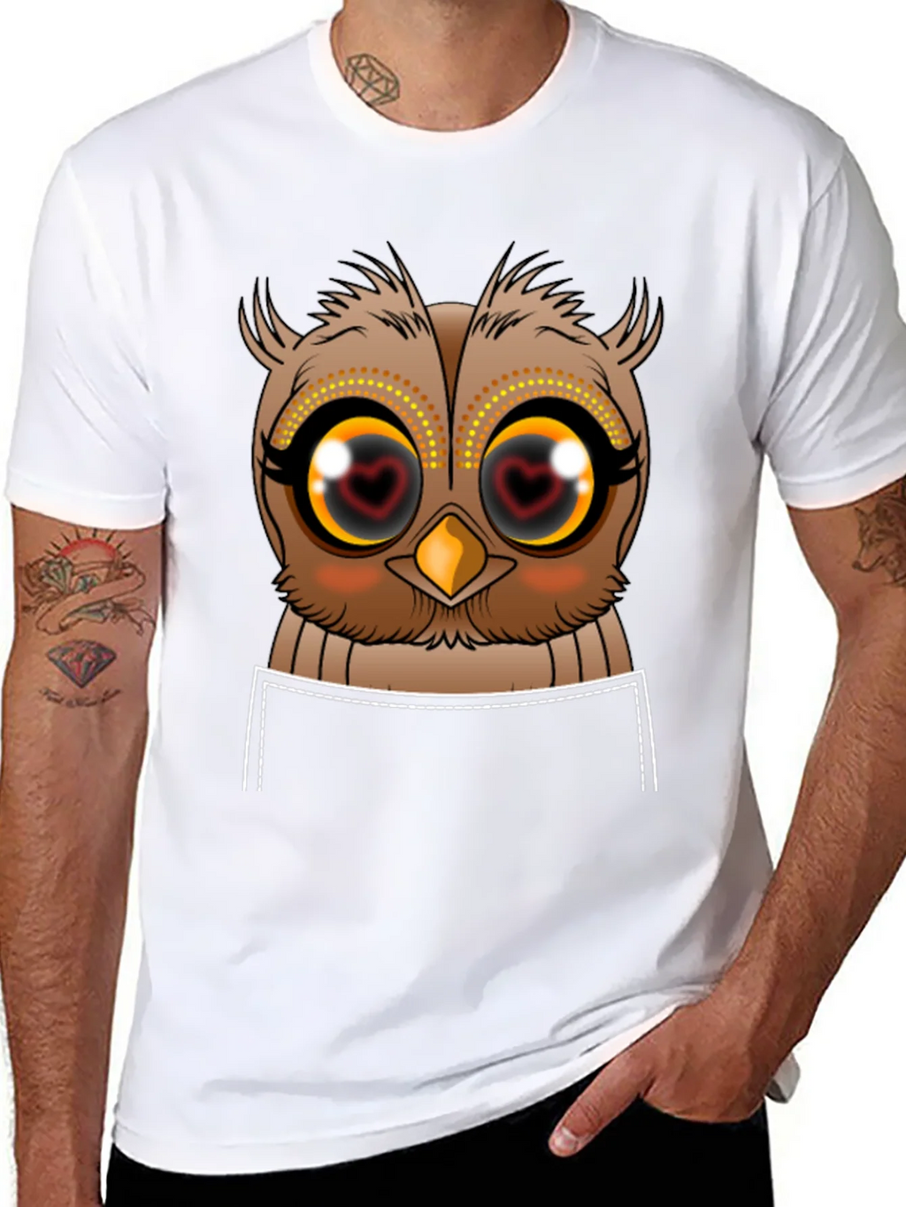 Owl Heart Eyes Graphic Tee - Black Cotton T-Shirt product image 5