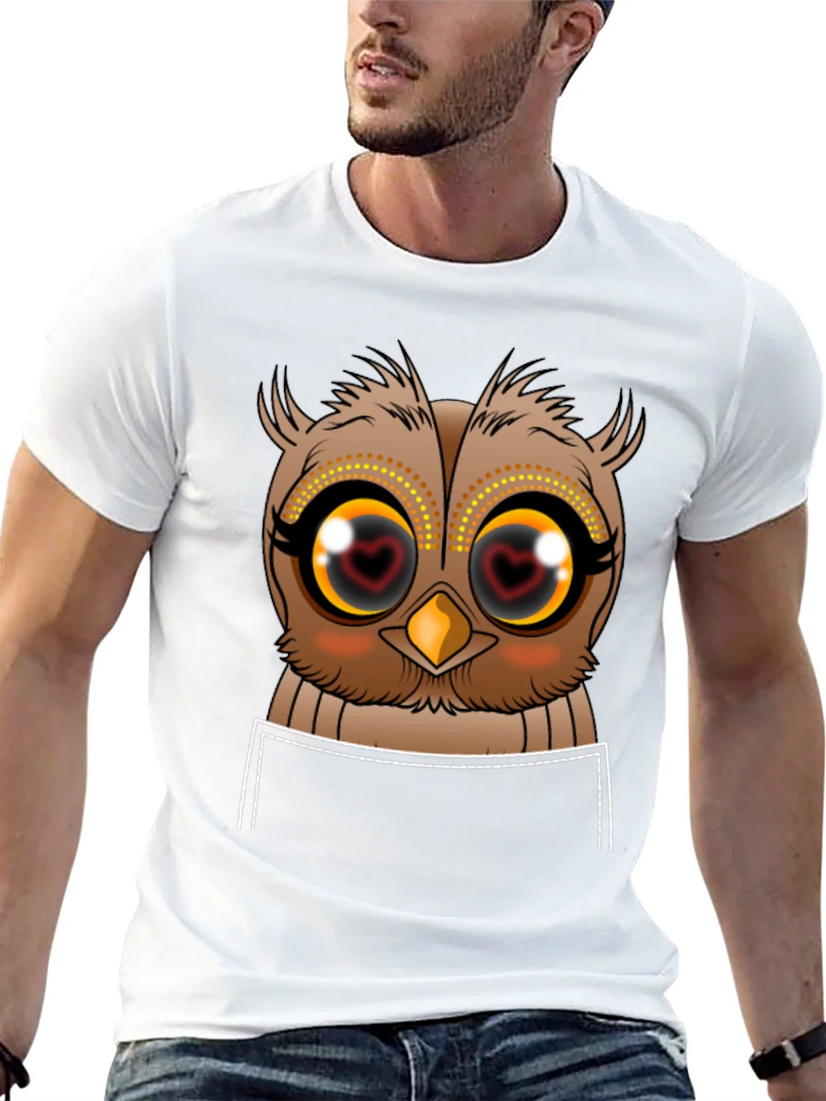 Owl Heart Eyes Graphic Tee - Black Cotton T-Shirt product image 8