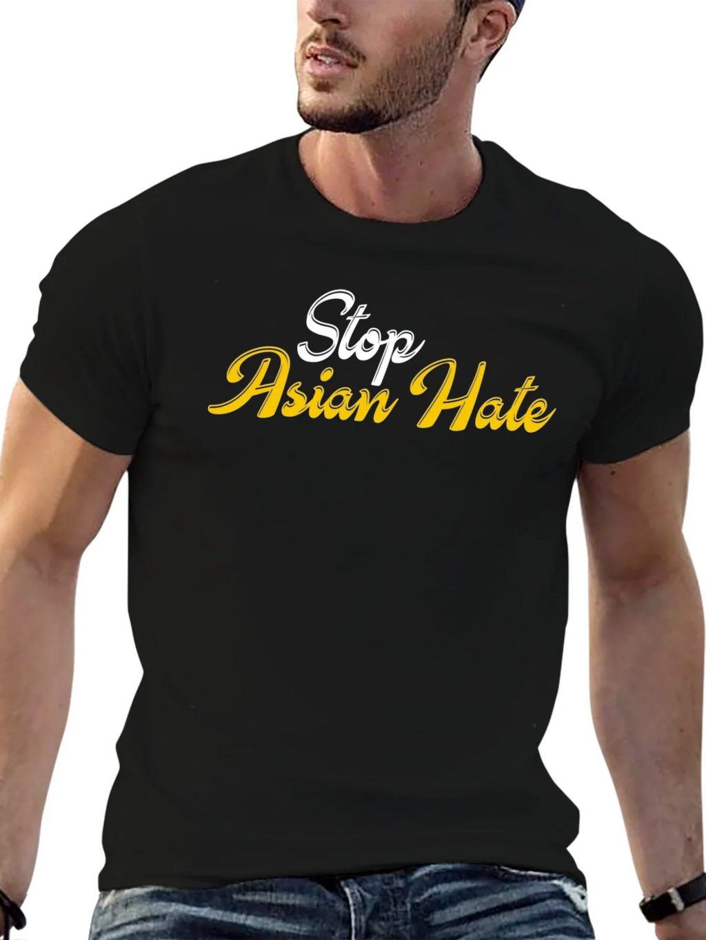 Stop Asian Hate T-Shirt - Black Crew Neck product image 5