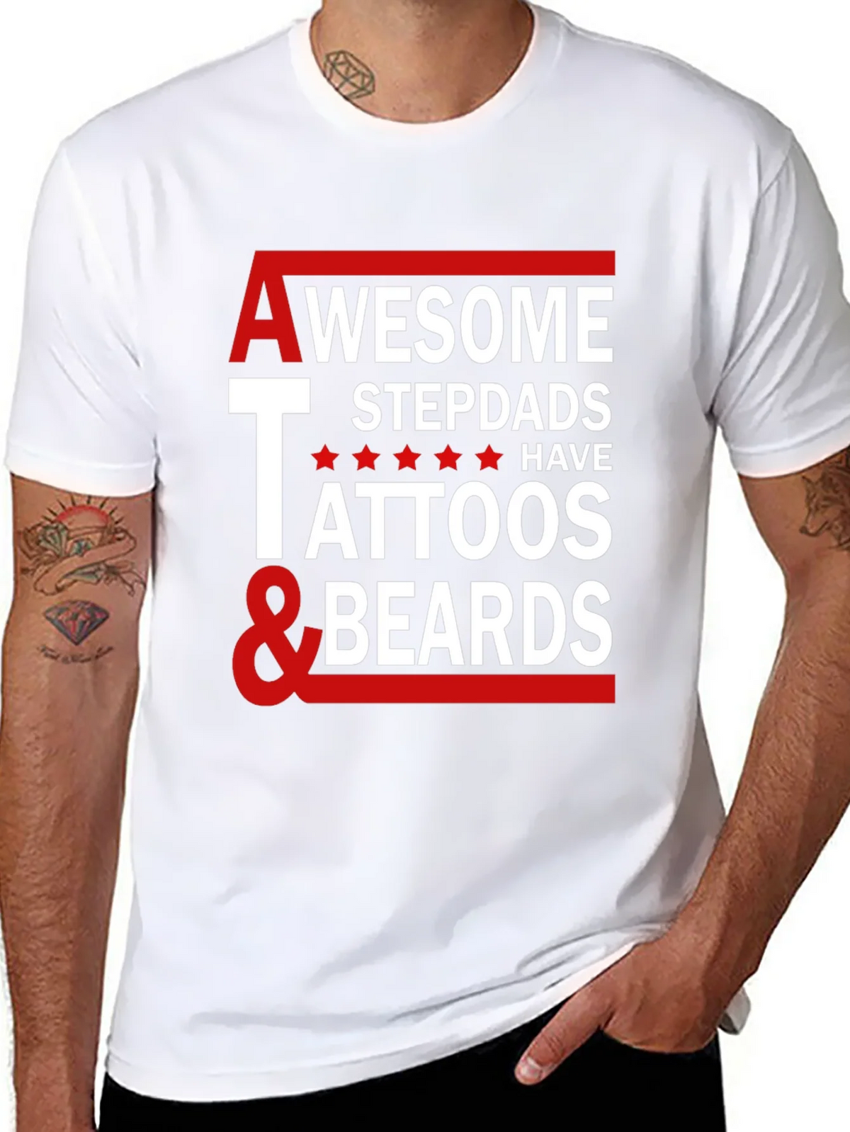 Awesome Stepdads Tattoos & Beards Graphic Tee product image 7