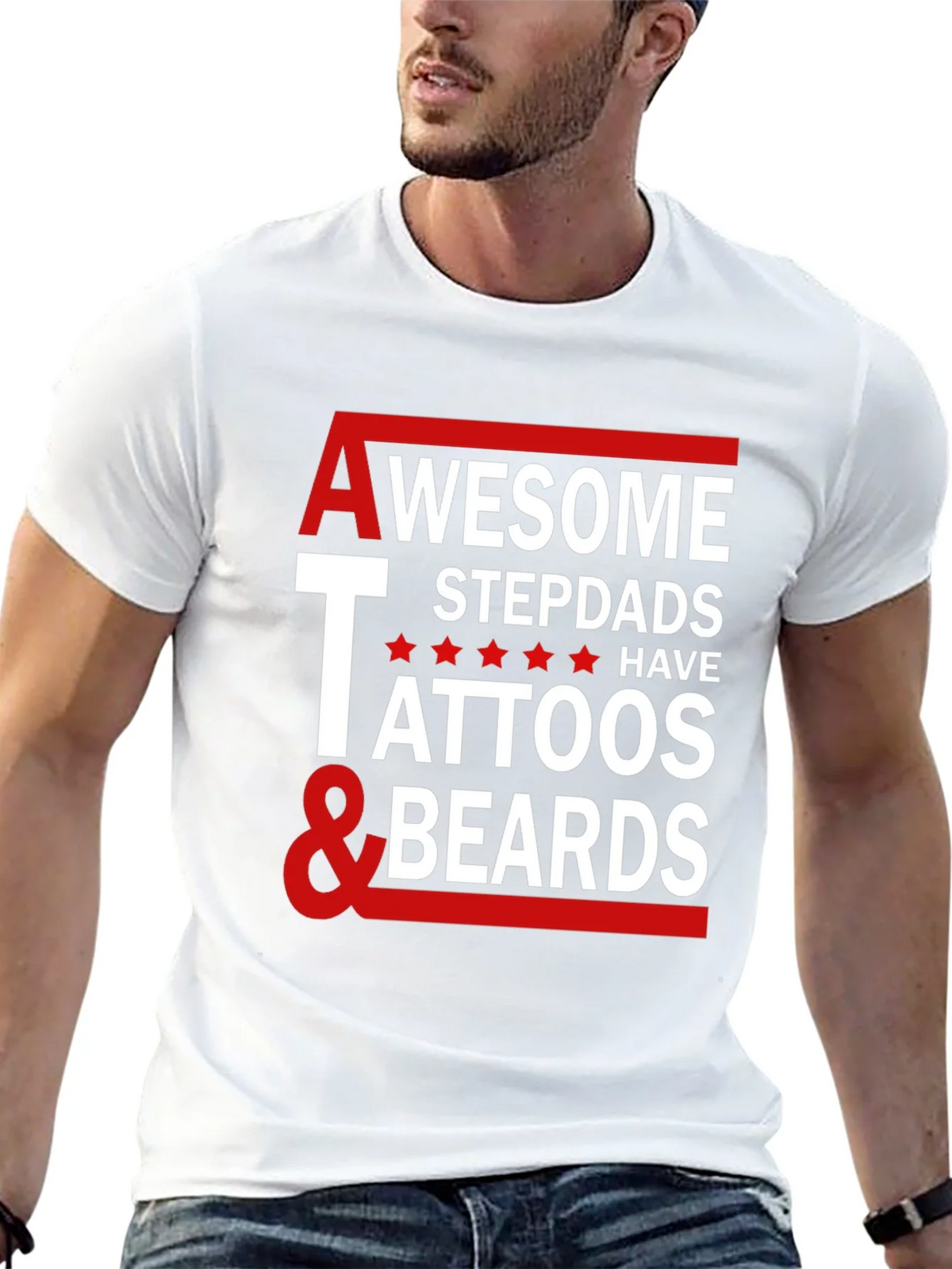 Awesome Stepdads Tattoos & Beards Graphic Tee product image 12