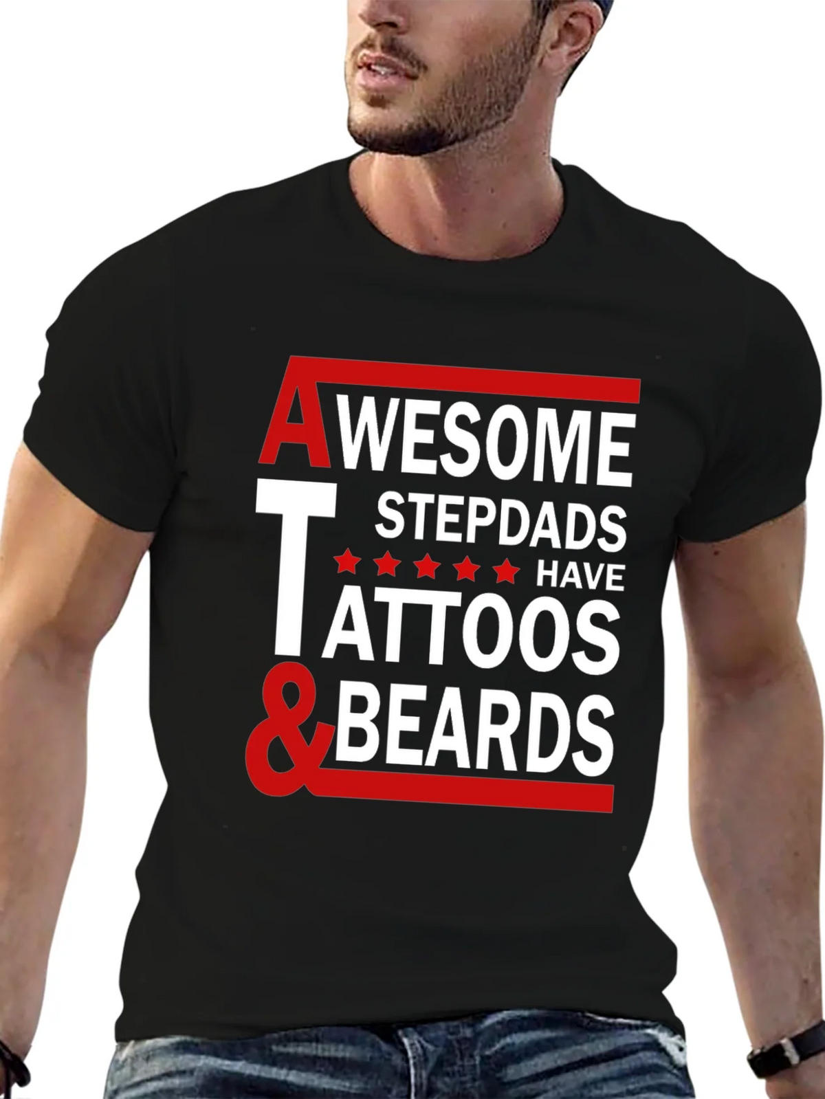 Awesome Stepdads Tattoos & Beards Graphic Tee product image 6
