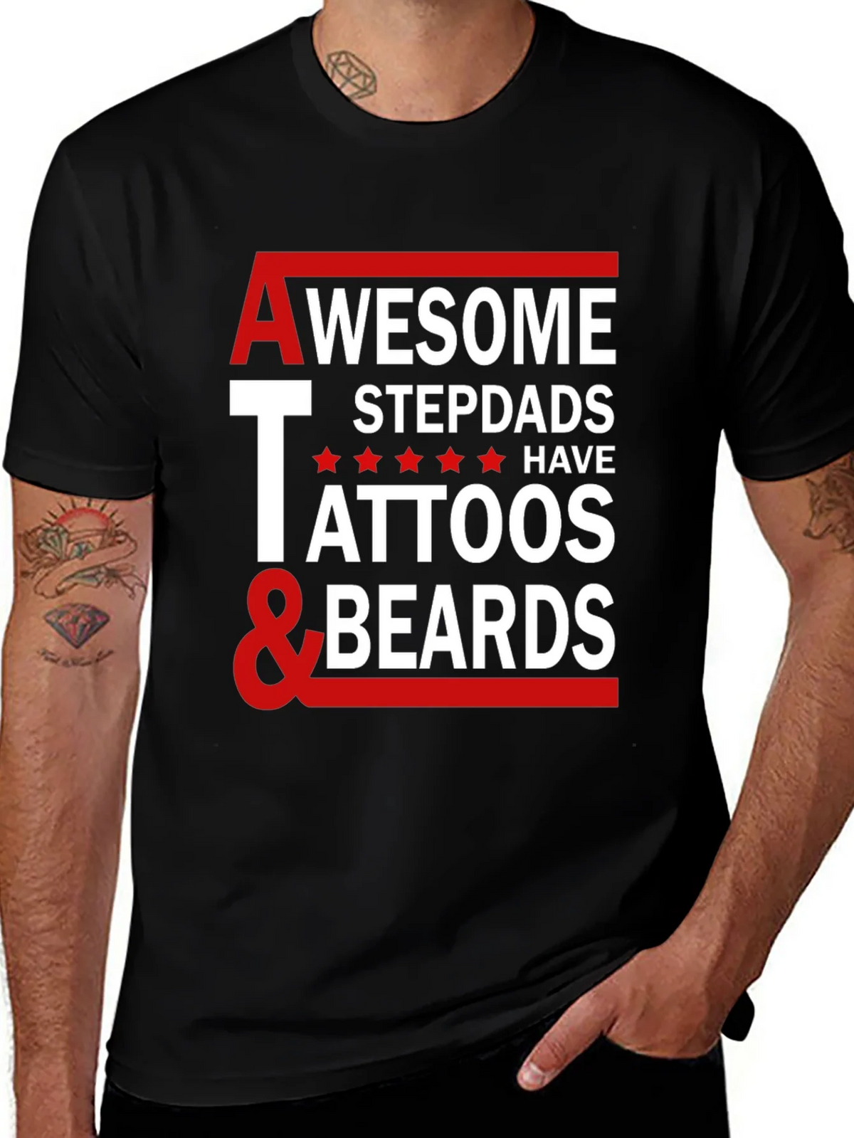 Awesome Stepdads Tattoos & Beards Graphic Tee product image 1