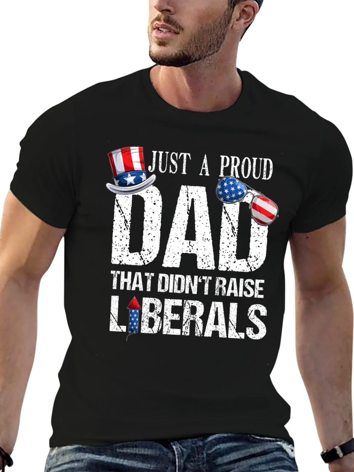 Proud Dad Patriotic T-Shirt - No Liberals! product image 6