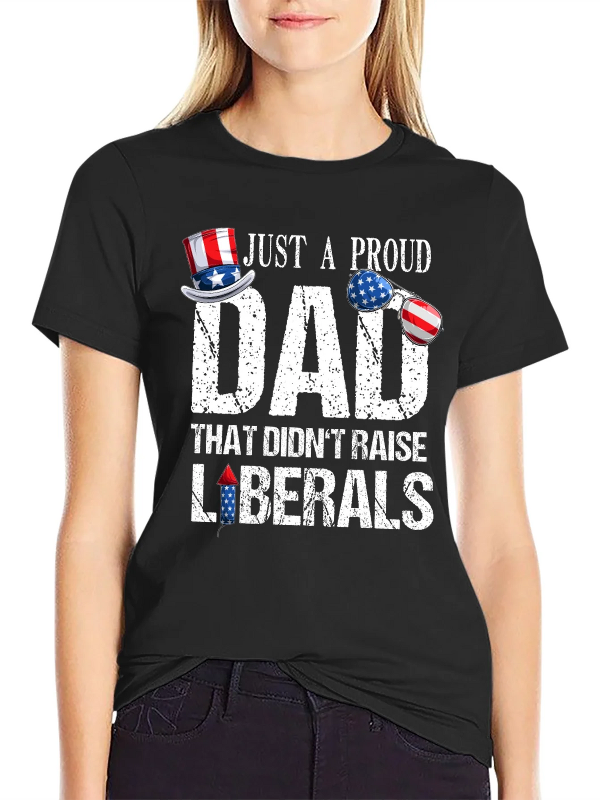 Proud Dad Patriotic T-Shirt - No Liberals! product image 2