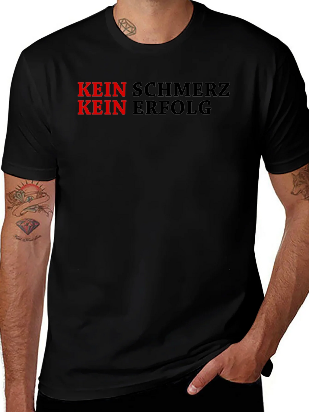 Kein Schmerz Erfolg Motivational Black T-Shirt product image 1