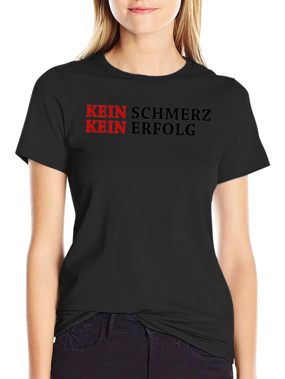 Kein Schmerz Erfolg Motivational Black T-Shirt product image 2