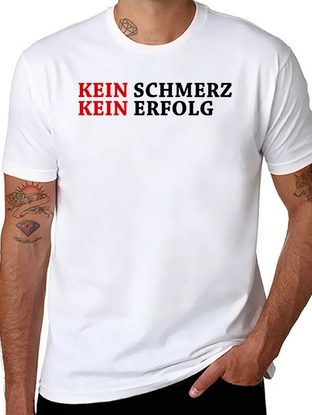 Kein Schmerz Erfolg Motivational Black T-Shirt product image 7
