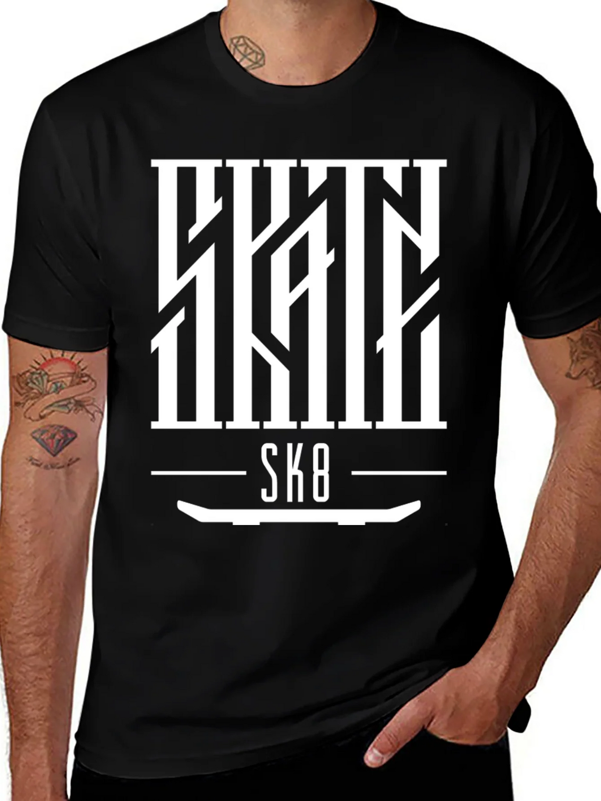 Skate SK8 Graphic Tee - Cool Skateboard Design product image 1
